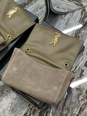 YSL 553804 Saint Laurent Reversible Medium Kate in Suede Dark Green - Default Title - View 8