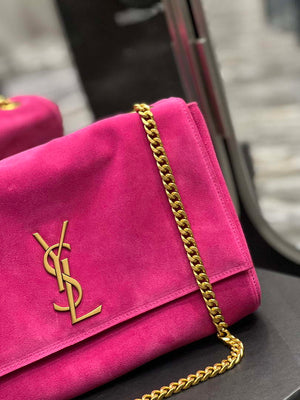 YSL 553804 Saint Laurent Reversible Medium Kate in Suede Rose Red - Default Title - View 13