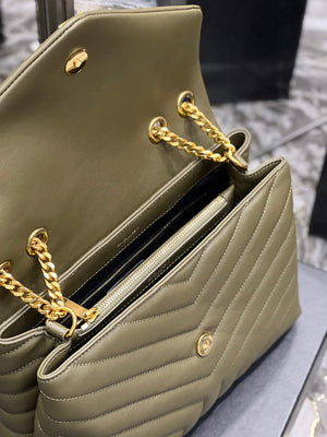 YSL 574946 Saint Laurent Loulou Medium Bag In Matelasse Y Leather Green - Default Title - View 9