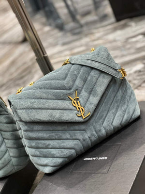 YSL 574946 Saint Laurent Loulou Medium Bag Y-Quilted Leather Blue - Default Title - View 2