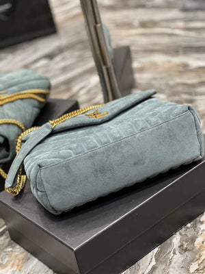 YSL 574946 Saint Laurent Loulou Medium Bag Y-Quilted Leather Blue - Default Title - View 5