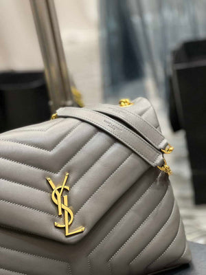 YSL 574946 Saint Laurent Loulou Medium Bag In Y-Quilted Leather Gray - Default Title - View 3