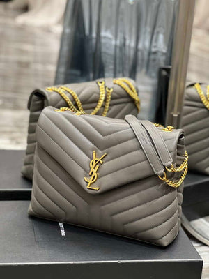 YSL 574946 Saint Laurent Loulou Medium Bag In Y-Quilted Leather Gray - Default Title - View 4