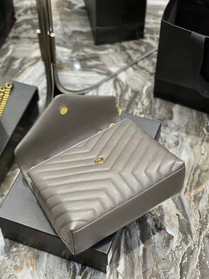 YSL 574946 Saint Laurent Loulou Medium Bag In Y-Quilted Leather Gray - Default Title - View 8