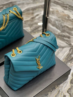 YSL 574946 Saint Laurent Loulou Medium Bag In Y-Quilted Leather pine green - Default Title - View 4