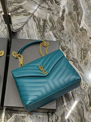 YSL 574946 Saint Laurent Loulou Medium Bag In Y-Quilted Leather pine green - Default Title - View 7