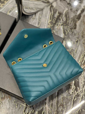 YSL 574946 Saint Laurent Loulou Medium Bag In Y-Quilted Leather pine green - Default Title - View 8