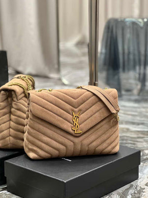 YSL 574946 Saint Laurent Loulou Medium Bag Y-Quilted Leather Light Brown - Default Title - View 2
