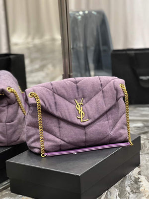 YSL 577475 Saint Laurent Puffer Medium Bag In Quilted Lambskin Leather Purple - Default Title - View 2