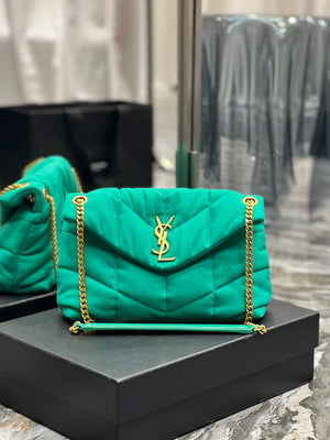 YSL 577476 Saint Laurent Puffer Small Bag In Quilted Lambskin Leather Green - Default Title - View 1