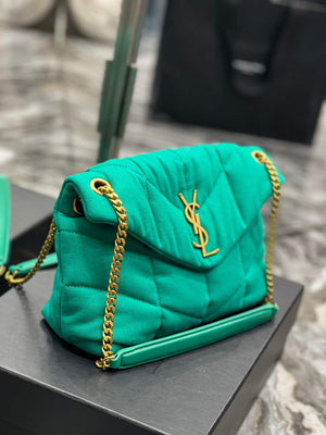YSL 577476 Saint Laurent Puffer Small Bag In Quilted Lambskin Leather Green - Default Title - View 5