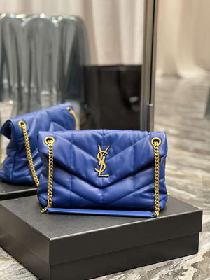YSL 577476 Saint Laurent Puffer Small In Nappa Leather Electric Blue - Default Title - View 1