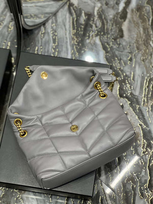 YSL 577476 Saint Laurent Puffer Small In Nappa Leather Gray - Gold - View 7