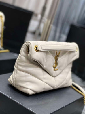 YSL 577476 Saint Laurent Puffer Small In Nappa Leather White - Gold - View 5