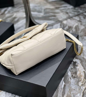 YSL 577476 Saint Laurent Puffer Small In Nappa Leather White - Gold - View 6