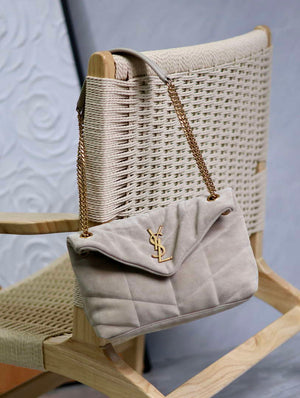 YSL 577476 Saint Laurent Puffer Small In suede Leather Gray - Default Title - View 2