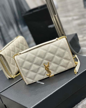 YSL 585031 Saint Laurent Becky Chain Shoulder Bag Leather White - Default Title - View 2
