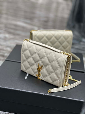 YSL 585031 Saint Laurent Becky Chain Shoulder Bag Leather White - Default Title - View 4