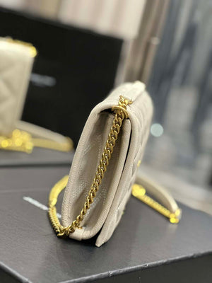 YSL 585031 Saint Laurent Becky Chain Shoulder Bag Leather White - Default Title - View 5