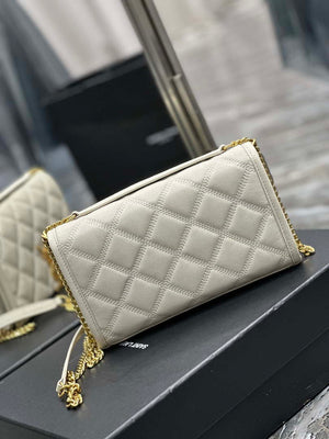 YSL 585031 Saint Laurent Becky Chain Shoulder Bag Leather White - Default Title - View 6