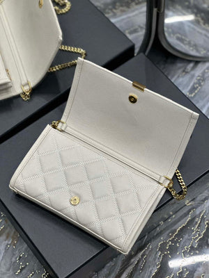 YSL 585031 Saint Laurent Becky Chain Shoulder Bag Leather White - Default Title - View 8