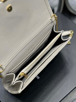 YSL 585031 Saint Laurent Becky Chain Shoulder Bag Leather White - Default Title - View 9