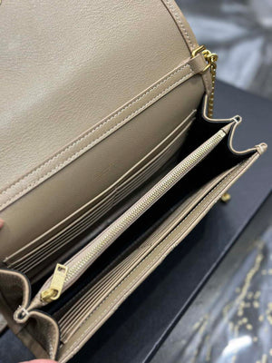 YSL 585031 Saint Laurent Becky Chain Shoulder Bag Leather Apricot - Default Title - View 9