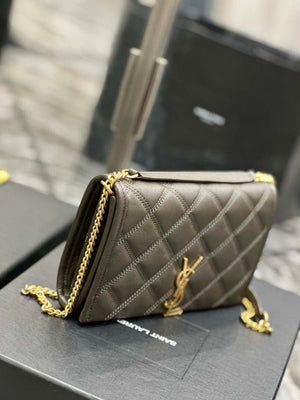 YSL 585031 Saint Laurent Becky Chain Shoulder Bag Leather Gray - Default Title - View 4