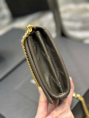 YSL 585031 Saint Laurent Becky Chain Shoulder Bag Leather Gray - Default Title - View 5