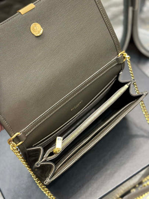 YSL 585031 Saint Laurent Becky Chain Shoulder Bag Leather Gray - Default Title - View 9