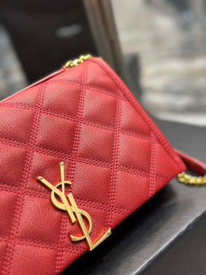 YSL 585031 Saint Laurent Becky Chain Shoulder Bag Leather Red - Default Title - View 5