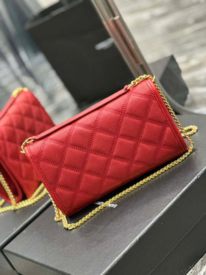 YSL 585031 Saint Laurent Becky Chain Shoulder Bag Leather Red - Default Title - View 6