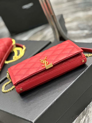 YSL 585031 Saint Laurent Becky Chain Shoulder Bag Leather Red - Default Title - View 7