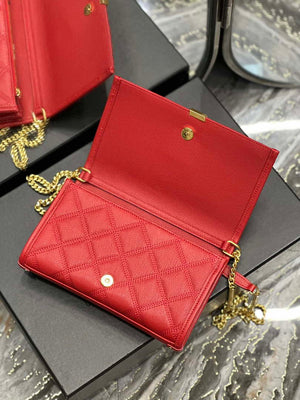 YSL 585031 Saint Laurent Becky Chain Shoulder Bag Leather Red - Default Title - View 8