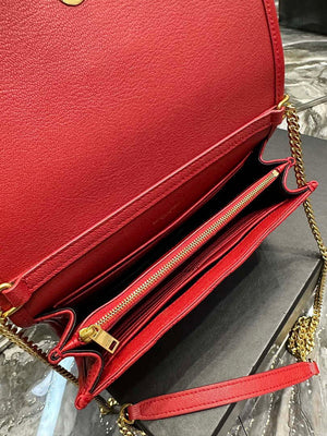 YSL 585031 Saint Laurent Becky Chain Shoulder Bag Leather Red - Default Title - View 9
