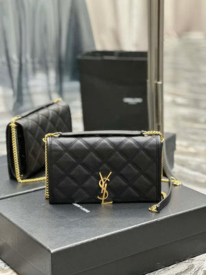 YSL 585031 Saint Laurent Becky Chain Shoulder Bag Leather Black - Default Title - View 1