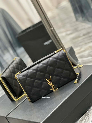 YSL 585031 Saint Laurent Becky Chain Shoulder Bag Leather Black - Default Title - View 2