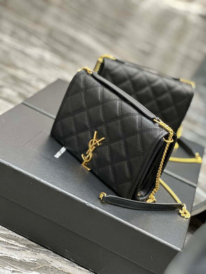 YSL 585031 Saint Laurent Becky Chain Shoulder Bag Leather Black - Default Title - View 3