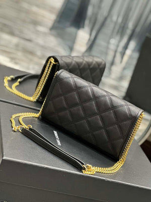 YSL 585031 Saint Laurent Becky Chain Shoulder Bag Leather Black - Default Title - View 6