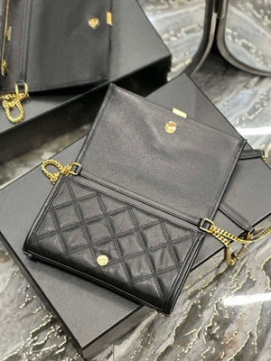 YSL 585031 Saint Laurent Becky Chain Shoulder Bag Leather Black - Default Title - View 8