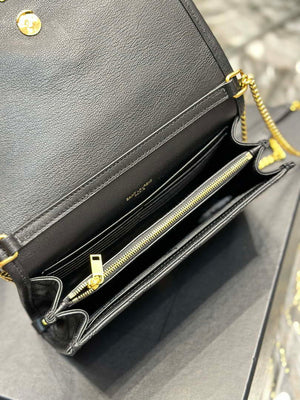 YSL 585031 Saint Laurent Becky Chain Shoulder Bag Leather Black - Default Title - View 9