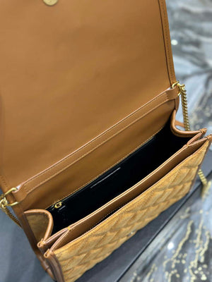 YSL 629246 Saint Laurent Becky Chain Shoulder Bag 25cm Suede Leather Tan - Default Title - View 9