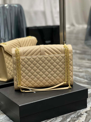 YSL 600166 Envelope Large In Quilted Grain De Poudre Embossed Leather Apricot - Default Title - View 6