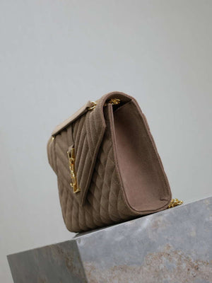 YSL 600185 Envelope Meduim In Light Pink Suede Leather - Default Title - View 5