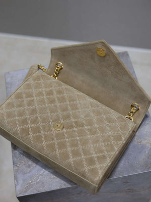 YSL 600185 Envelope Meduim In Apricot Suede Leather - Default Title - View 8