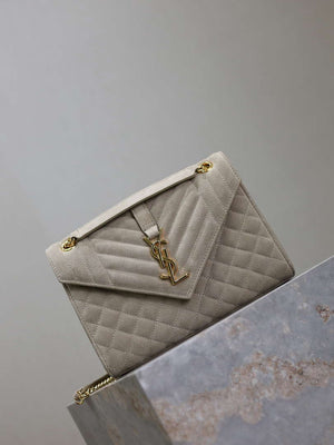 YSL 600185 Envelope Meduim In Light Gray Suede Leather - Default Title - View 2