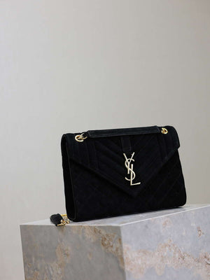 YSL 600185 Envelope Meduim In Black Suede Leather - Default Title - View 4