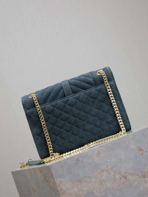 YSL 600185 Envelope Meduim In Light Blue Suede Leather - Default Title - View 6