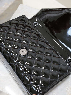 YSL 600195 Envelope Small In Quilted Black Patent leather with black buckle - Default Title - View 8