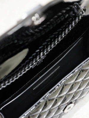 YSL 600195 Envelope Small In Quilted Black Patent leather with black buckle - Default Title - View 9